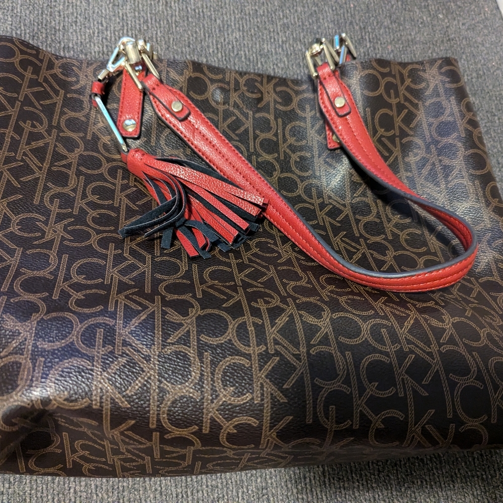 Calvin Klein leather purse with 2 matching wristlets